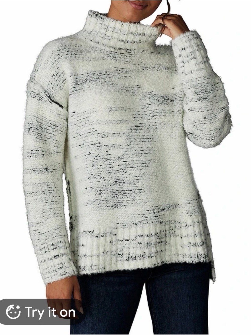 The Normal Brand Ivory Mock Neck Marled Sweater